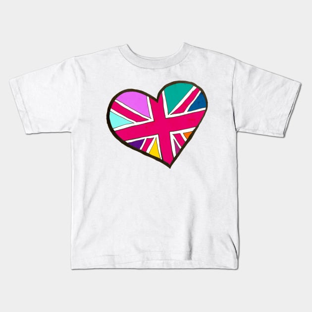 Vibrant Union Jack Heart Kids T-Shirt by lolosenese